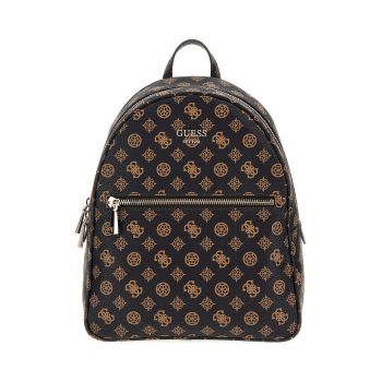 Rucsac de piele ecologica cu monograma Vikky - Negru/Maro