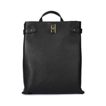 Rucsac dreptunghiular din piele - Negru