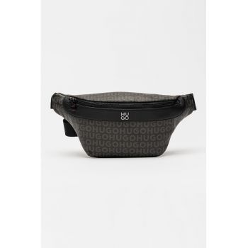 Borseta cu model logo Quantic - Maro inchis/Negru stins