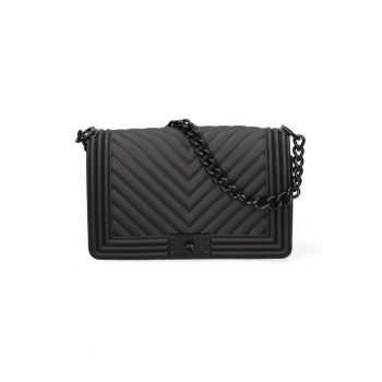 Geanta crossbody cu aspect matlasat - Negru stins