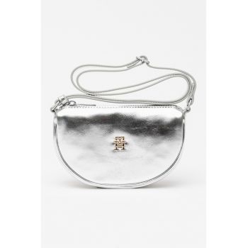Geanta crossbody cu aspect metalizat - Argintiu