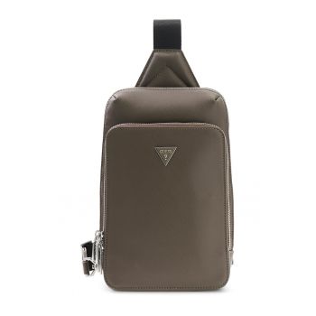 Geanta crossbody cu buzunar frontal cu fermoar Milano - Grej