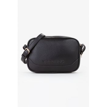Geanta crossbody cu logo in relief - Negru