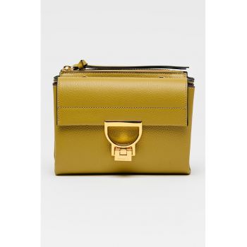 Geanta crossbody de piele cu doua compartimente Arlettis - Verde masliniu