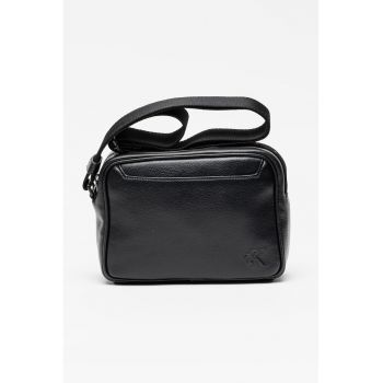 Geanta crossbody de piele ecologica cu bareta cu logo - Negru