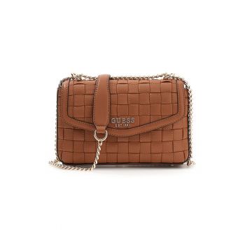 Geanta crossbody de piele ecologica cu clapa Sandy - Maro cognac