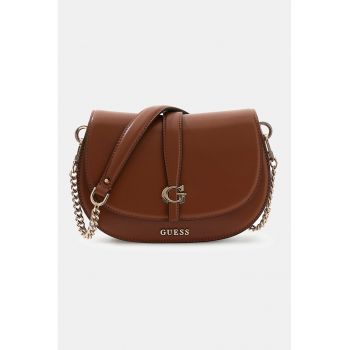 Geanta crossbody de piele ecologica cu doua barete Carrie - Maro cognac