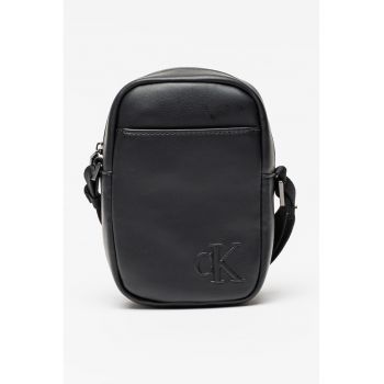Geanta crossbody de piele ecologica cu fermoar - Negru