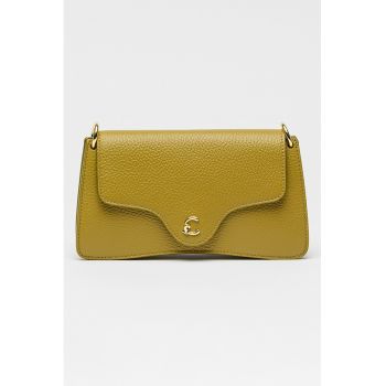 Geanta crossbody din piele cu clapa C-Me - Verde masliniu