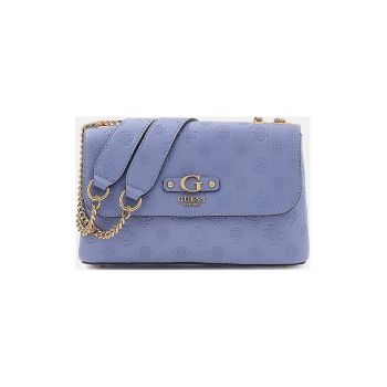Geanta crossbody din piele ecologica cu monograma Dita - Albastru azur