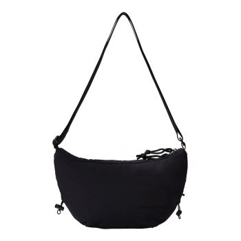 Geanta crossbody unisex cu aplicatie logo Never Stop - Negru stins