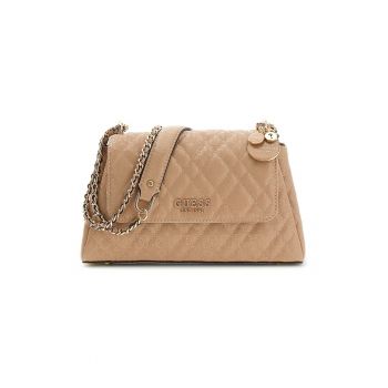 Geanta cu bareta de umar si logo metalic Isemay - Bej