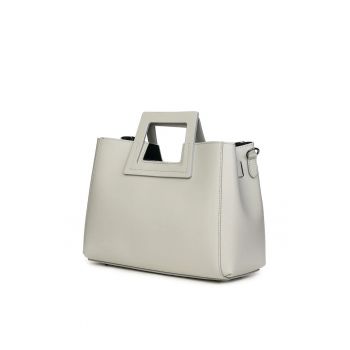 Geantă dama -  Armina - piele naturală - gri - 21x32x10cm
