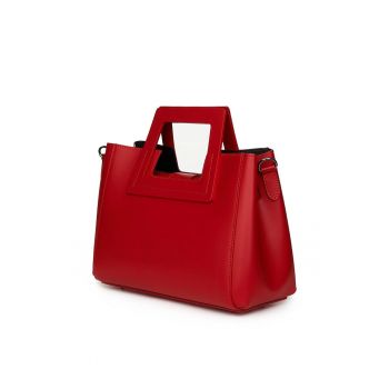 Geantă dama -  Armina - piele naturală - roșie - 21x32x10cm