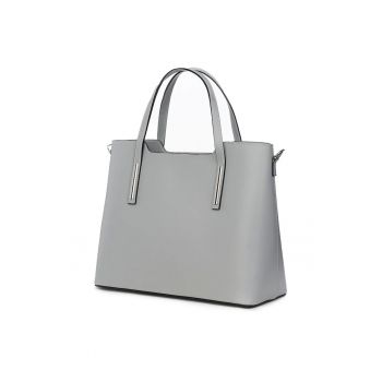Geantă dama din piele Ligia - gri - 27x37x15cm - cu două compartimente