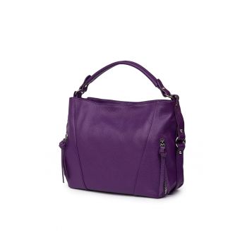 Geanta dama din piele naturala  Samira - mov - 27x38x10cm