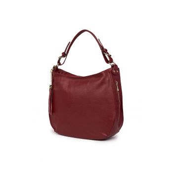 Geanta dama Edina din piele naturala - Visiniu - 29x36cm