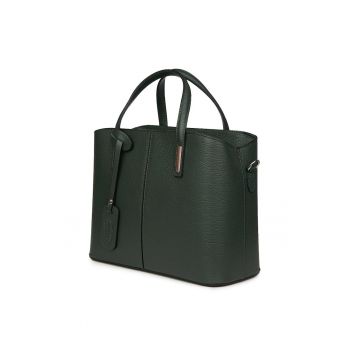 Geantă damă piele naturală Gianna - verde închis - 26x33x14cm - cu două compartimente