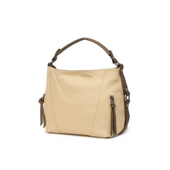 Geanta dama  Samira - piele naturala - crem/bej - 27x38x10cm - 27x38cm