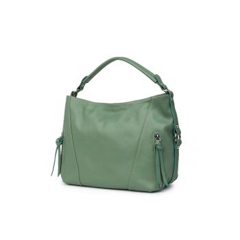Geanta de dama -  Samira - piele naturala - verde fistic - 27x38x10cm - 27x38cm