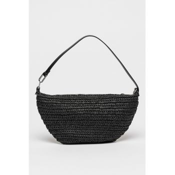 Geanta de hartie cu bareta ajustabila de umar Luna - Negru