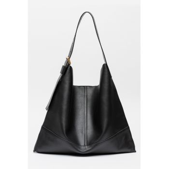 Geanta de piele cu bareta ajustabila de umar Asha - Negru