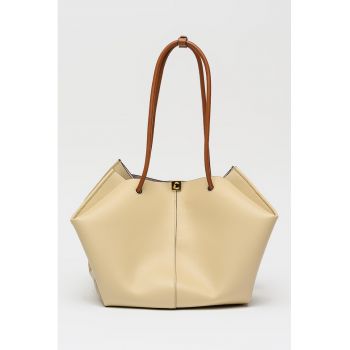 Geanta de piele cu bareta de umar Kamy - Bej