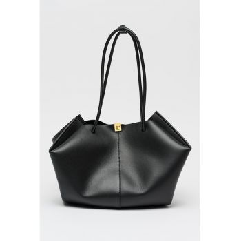 Geanta de piele cu bareta de umar Kamy - Negru