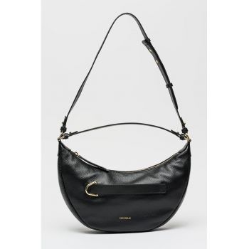 Geanta de piele cu bareta de umar Paki - Negru