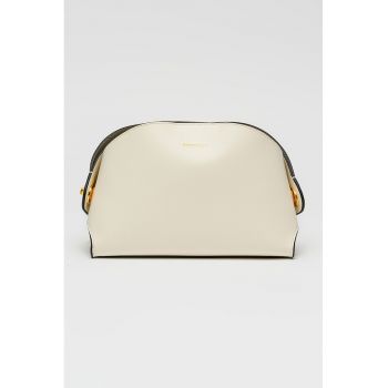 Geanta de piele cu bareta de umar Tylde - Alb murdar