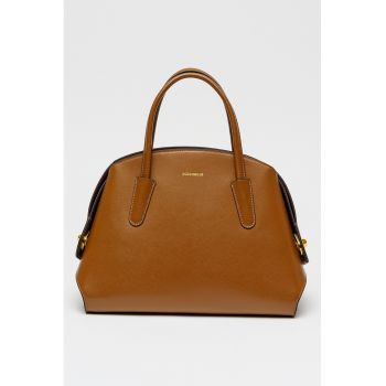 Geanta de piele cu bareta de umar Tylde - Maro scortisoara