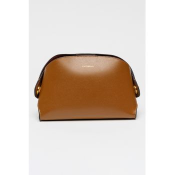 Geanta de piele cu bareta de umar Tylde - Maro scortisoara