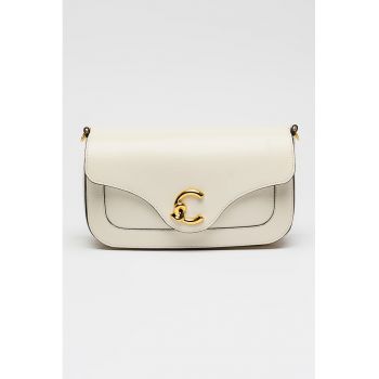 Geanta de piele cu bareta detasabila de umar C-Me - Alb murdar