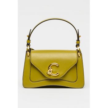 Geanta de piele cu bareta detasabila de umar C-Me - Verde masliniu