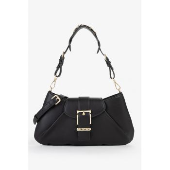 Geanta de piele ecologica cu bareta de umar - Negru