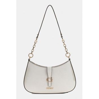 Geanta de piele ecologica cu bareta de umar si buzunar cu fermoar Carrie - Alb fildes