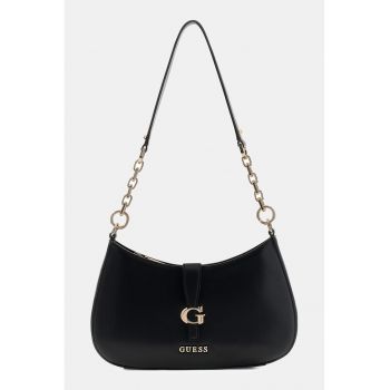 Geanta de piele ecologica cu bareta de umar si buzunar cu fermoar Carrie - Negru