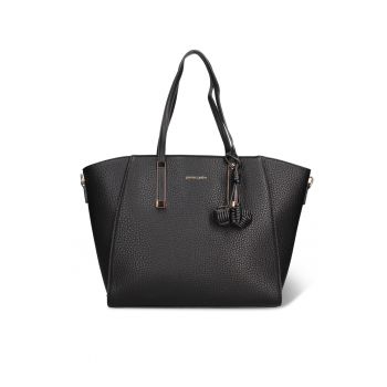 Geanta de piele ecologica cu bareta de umar si canafi Seraphina Ultra - Negru