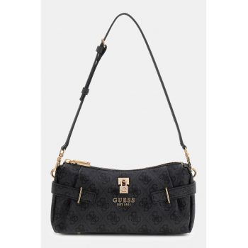 Geanta de piele ecologica cu bareta de umar Yesba - Negru/Gri antracit