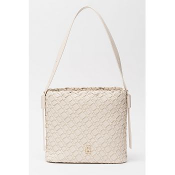 Geanta de umar cu aspect impletit - Crem