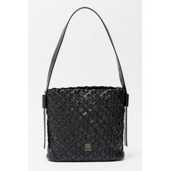Geanta de umar cu aspect impletit - Negru