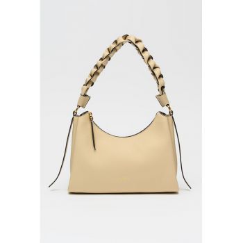 Geanta din piele cu bareta de umar Boheme Grana Double - Bej