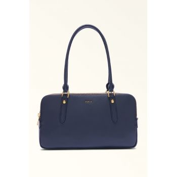 Geanta din piele cu maner Boston - Bleumarin