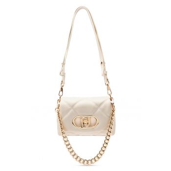 Geanta din piele ecologica cu bareta de umar Lapuffy - Alb murdar