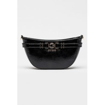 Geanta din piele ecologica cu bareta de umar si buzunar cu fermoar Cirene - Negru