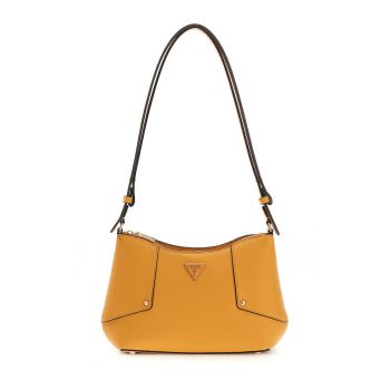 Geanta din piele ecologica cu bareta de umar si logo metalic Darcy - Maro deschis