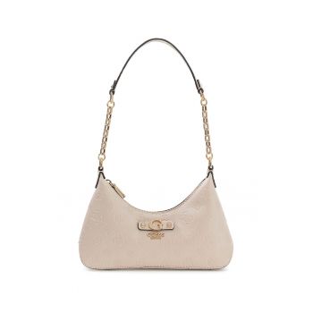 Geanta din piele ecologica cu bareta de umar si monograma Dita - Maro nisip