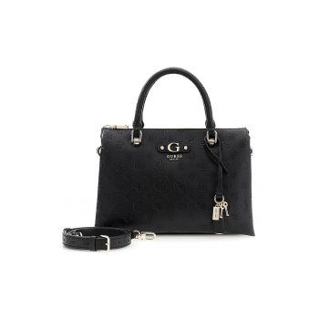 Geanta din piele ecologica cu bareta de umar si monograma Dita - Negru