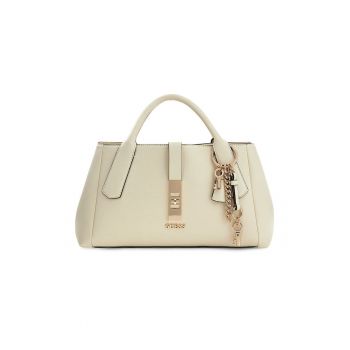 Geanta din piele ecologica cu maner si model uni - Alb murdar