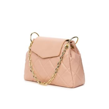 Geanta din piele matlasata Evia fucsia - Roz